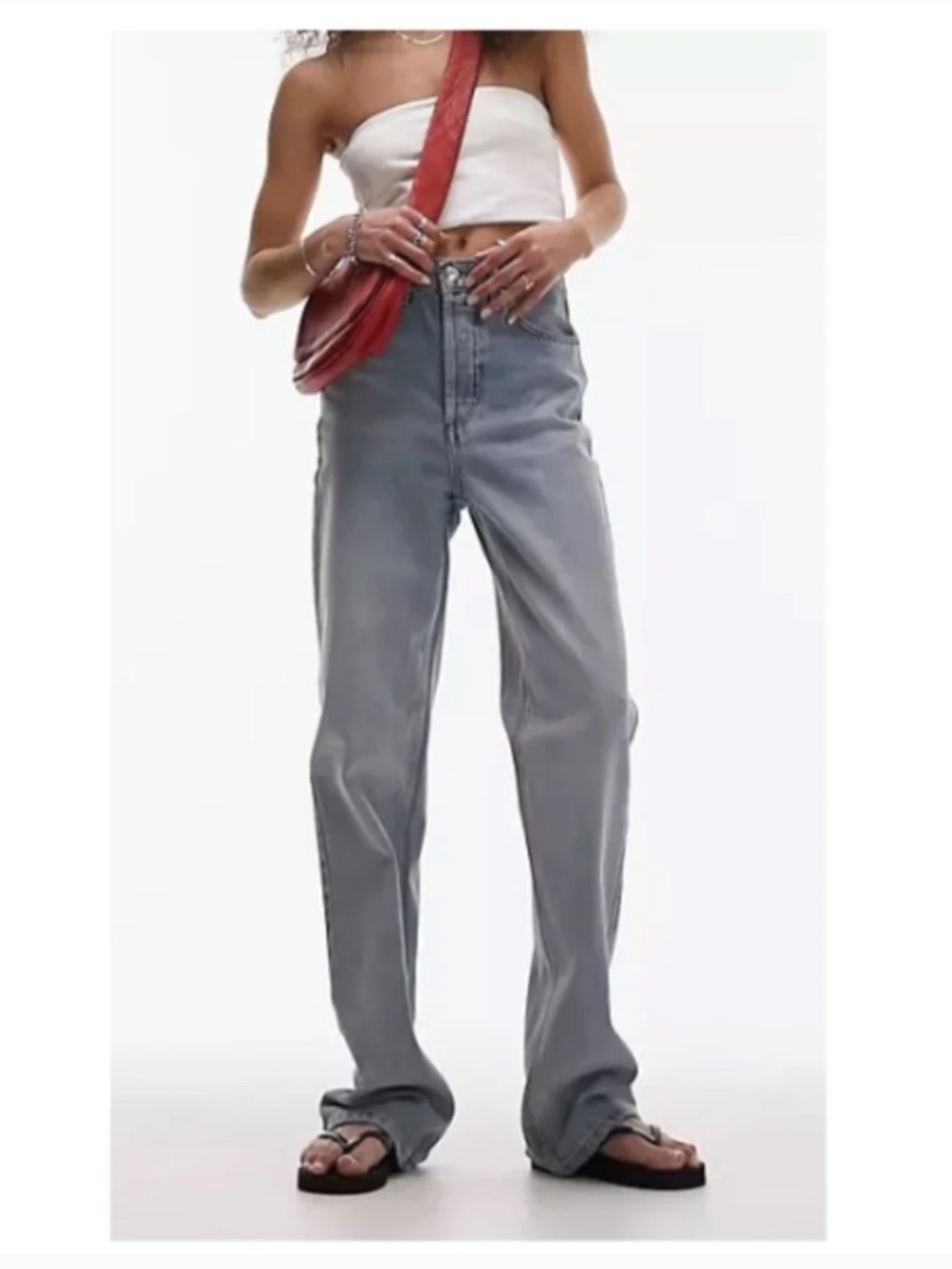 Topshop Kort jeans in bleach, W30 x L32 (US 8)